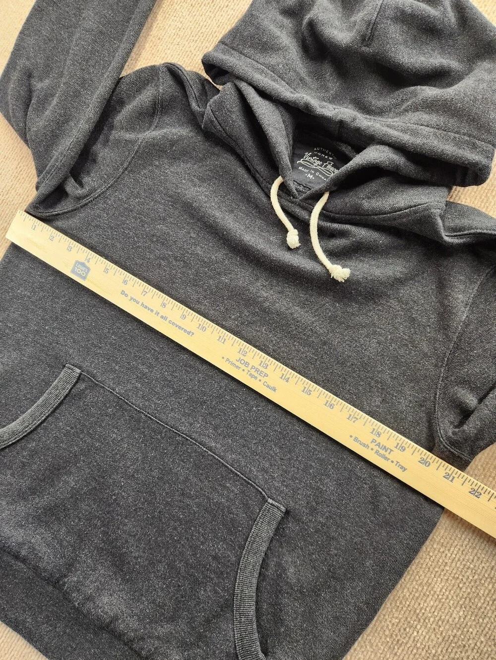 J.CREW Vintage Fleece Men's M Gray Solid Fleece Pullover Hoodie Pockets